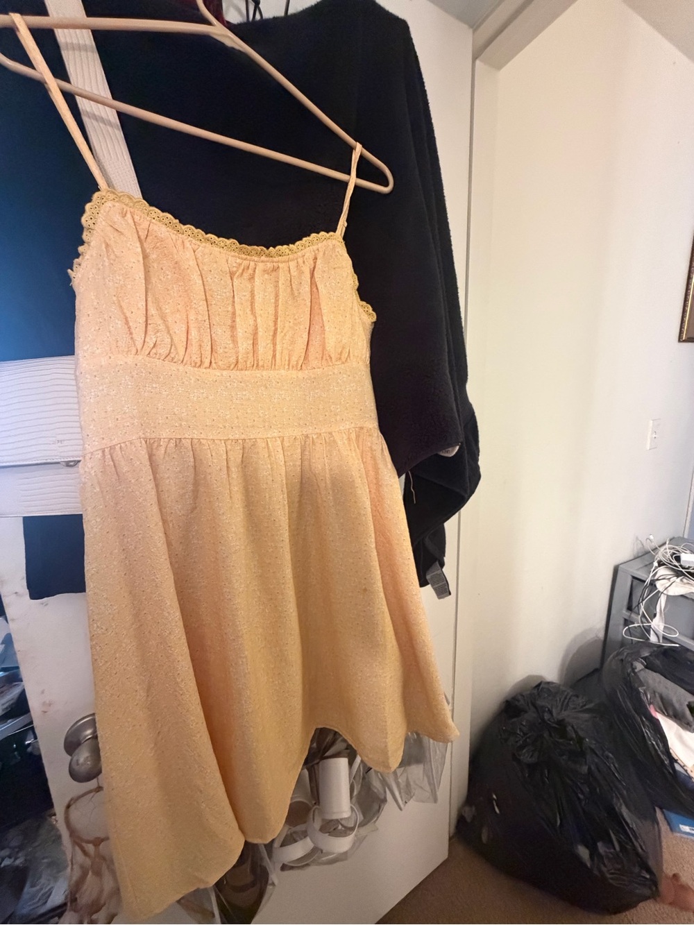 Girls Sparkle Yellow Spaghetti-Strap Dress
